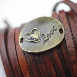5 Heart Love Connectors Antique Brass