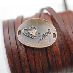 5 Heart Love Connectors Antique Copper