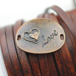 5 Heart Love Connectors Antique Copper