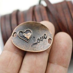 5 Heart Love Connectors Antique Copper