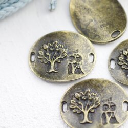 5 Tree of Life Bracelet Connector, Artisan Charms Antique Brass