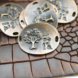 5 Tree of Life Bracelet Connector, Artisan Charms Antique copper