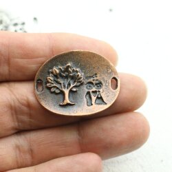 5 Tree of Life Bracelet Connector, Artisan Charms Antique copper