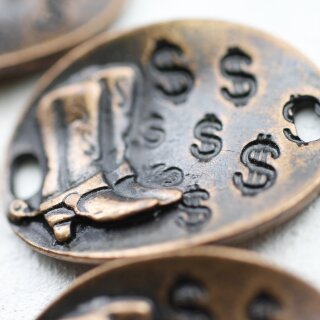 5 Luck Cowboy Boot Bracelet Connector, Artisan Charms Antique copper