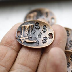 5 Luck Cowboy Boot Bracelet Connector, Artisan Charms Antique copper