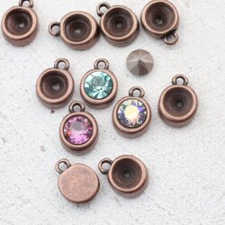 10 Pendant cups for 8 mm Chatons Swarovski Crystals, Antique Copper