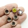 10 Pendant cups for 8 mm Chatons Swarovski Crystals, Antique Copper