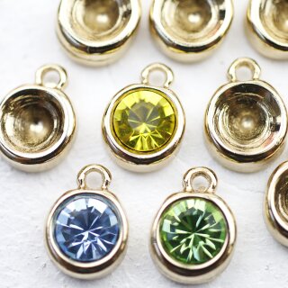 10 Pendant cups for 8 mm Chatons Swarovski Crystals, Gold