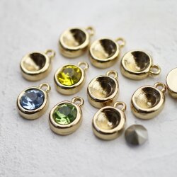 10 Pendant cups for 8 mm Chatons Swarovski Crystals, Gold