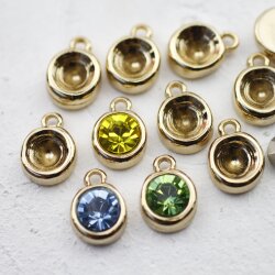 10 Pendant cups for 8 mm Chatons Swarovski Crystals, Gold