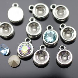 10 Pendant cups for 8 mm Chatons Swarovski Crystals, Rhodium