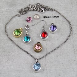 10 Pendant cups for 8 mm Chatons Swarovski Crystals, Rhodium