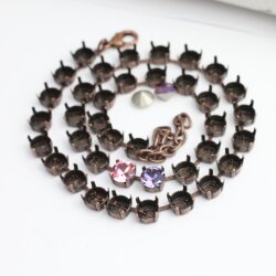 Antique Copper Empty cup chain for 8 mm Swarovski and Preciosa Crystals