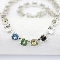 Ketten Fassung  für 8 mm Swarovski und Preciosa Kristalle Rhodium