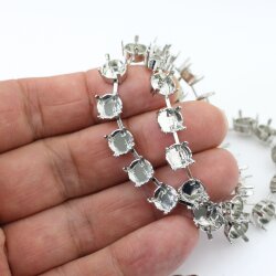 Rhodium necklace setting, empty chain for 8 mm Chatons Crystals