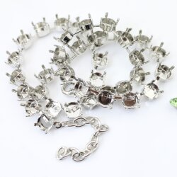 Rhodium necklace setting, empty chain for 8 mm Chatons Crystals