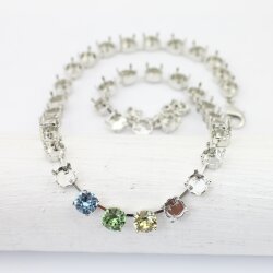 Ketten Fassung  für 8 mm Swarovski und Preciosa Kristalle Rhodium