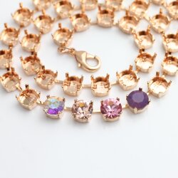 Ketten Fassung  für 8 mm Chatons Swarovski und Preciosa Kristalle Rose Gold