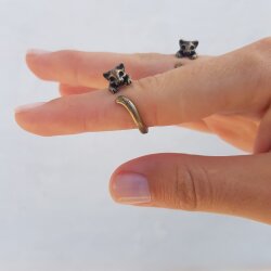 Cat Ring, Adjustable Ring, Antique Brass