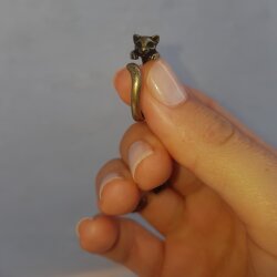 Katzen Ring,Tier Ring, Tier Wickelring, altmessing