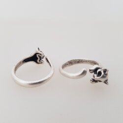 Animal Ring, Cat Ring, Animal Wrap Ring, Antique Silver