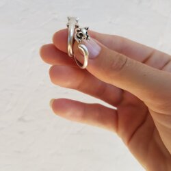 Animal Ring, Cat Ring, Animal Wrap Ring, Antique Silver