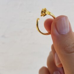 Cat Ring, Adjustable Ring, Gold