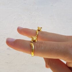 Cat Ring, Adjustable Ring, Gold