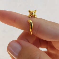 Katzen Ring,Tier Ring, Tier Wickelring, Gold