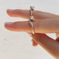 Cat Ring, Adjustable Ring, Rose Perlmutt