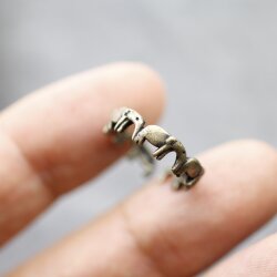 Elephant wrap ring, Animal ring, Antique Brass