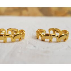 Elephant wrap ring, Animal ring, Gold