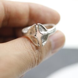 Whale Tail Ring, Antique Silver