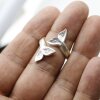 Whale Tail Ring, Antique Silver