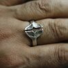 Whale Tail Ring, Antique Silver