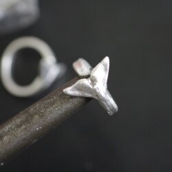 Whale Tail Ring, Antique Silver