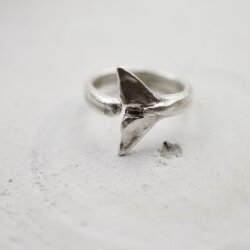 Whale Tail Ring, Antique Silver