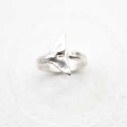 Whale Tail Ring, Antique Silver