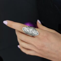 Flower Ring, Boho Silver Ring