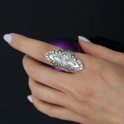 Flower Ring, Boho Silver Ring