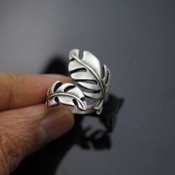 Leaf Ring, Tropical Leaf Ring, Silver Ring