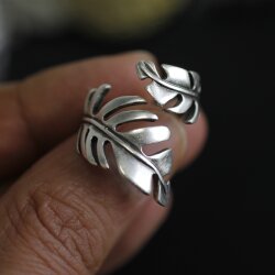 Leaf Ring, Tropical Leaf Ring, Silver Ring