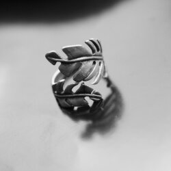 Leaf Ring, Tropical Leaf Ring, Silver Ring