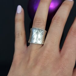 Ring Blume, Silber Ring, altsilber