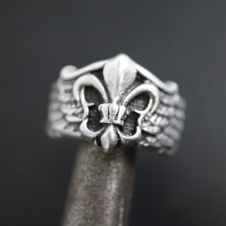 Fleur de Lis Ring, Wing Ring, Boho Silver Ring