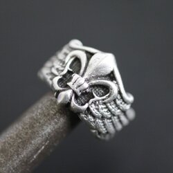 Ring Fleur de Lis, Silber Ring, altsilber