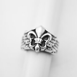 Fleur de Lis Ring, Wing Ring, Boho Silver Ring