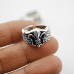 Fleur de Lis Ring, Wing Ring, Boho Silver Ring