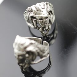 Medusa Ring, Silber Ring, altsilber