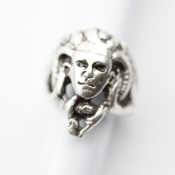 Medusa Ring, Silber Ring, altsilber